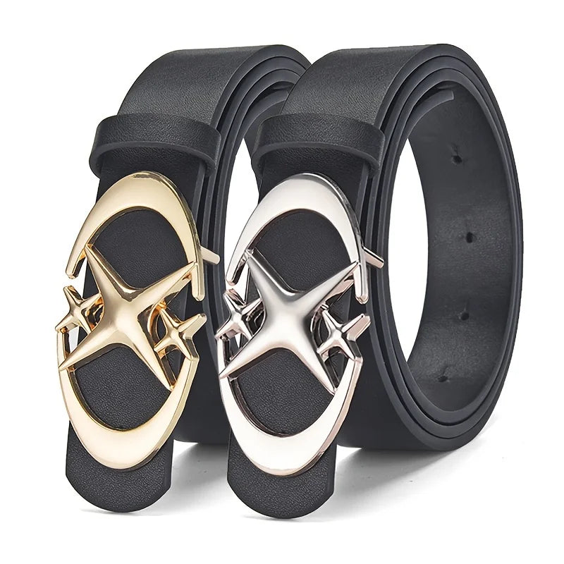 Men's Belt Punk Star Buckle Belt Design Cross Metal Vintage Gothic Men Women Y2K Belt Pu Leather Belt Pants Jeans Neutral Belts