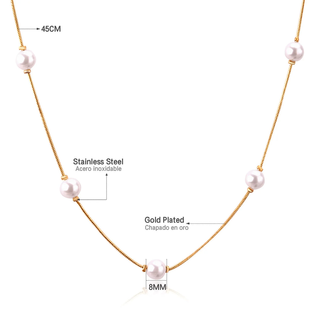 LUXUSTEEL Beadded Necklaces Snake Chain White/Black Imitation Pearl Pendant Necklace Fashion Jewelry For Women/Girl Necklace