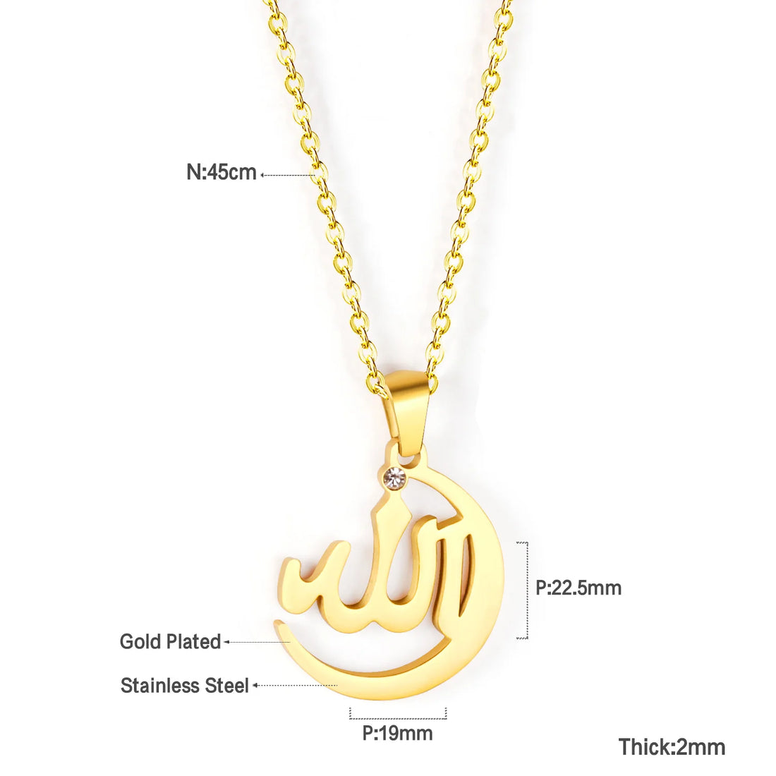 LUXUSTEEL Newest Muslim Religion Pendant Necklace Collars Accessories 2022 Stainless Steel Gold Color Chains Necklace New Year