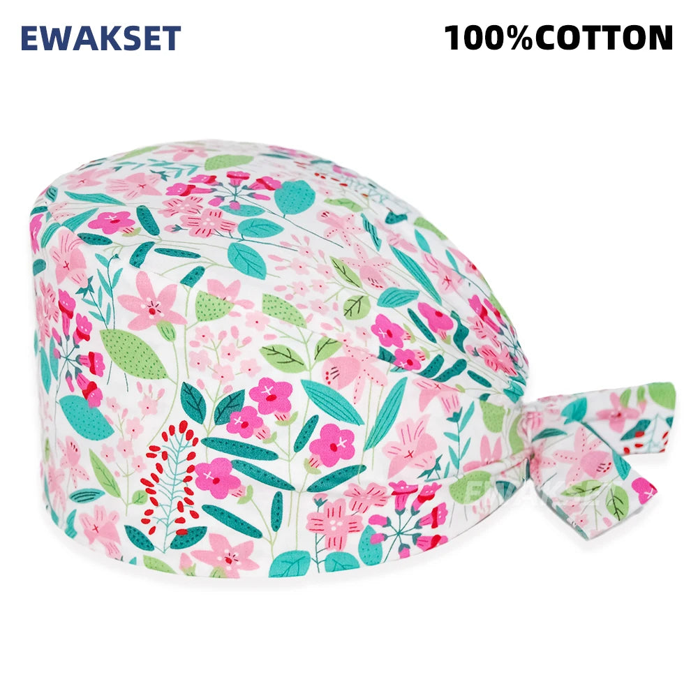 Unisex Soft Scrub Cap Cartoon Printing Scrubs Hat for women surgicals hat women's and men operating room hat Nursing accessories