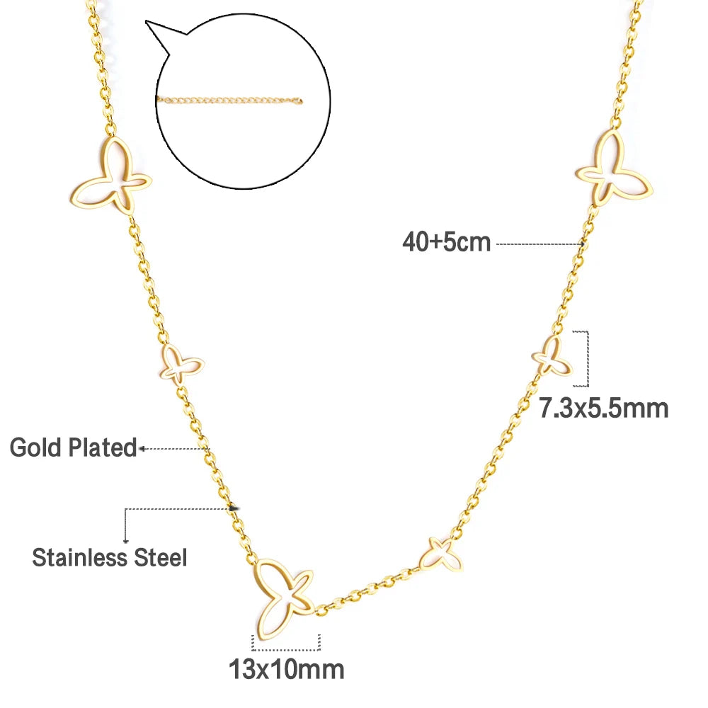 LUXUSTEEL Butterfly Necklaces Collars Women 2022 New Arrivals Gold Color Link Chains Necklace Wholesale Party Wedding