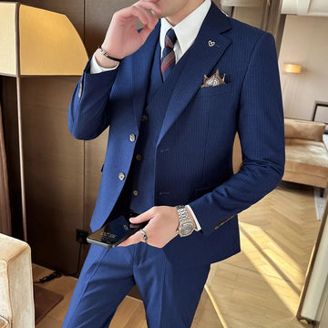 High-quality, fashionable and stylish wedding collection for autumn and winter men's suit sets, British fashion suit three-piece