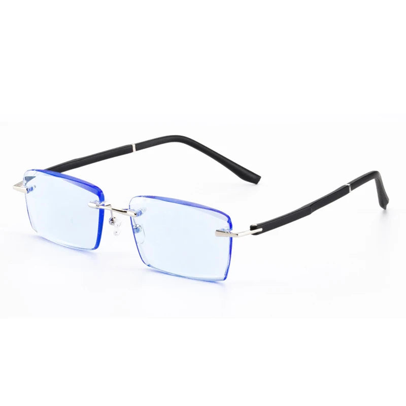 Blue Reading Glasses Men Woman Business Presbyopic Diopter Crystal Glass Lens Titanium Frame Readers Eyewear +1.0 +2.0 +3.0 +4.0