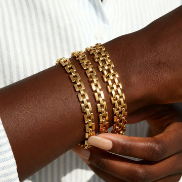 18k Gold Plated Mesh Link Bracelet for Women, Clavicle Chain Wrist Bracelet Polish Jewelry