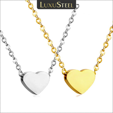 LUXUSTEEL Simple Small Tiny Moon Star Heart Pendant Necklace For Women Girls Kids Stainless Steel Hypoallergenic Delicate Choker
