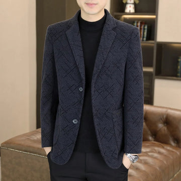 Middle-aged and young business suit, gold mink fleece casual Chenille woolen jacket, men's autumn and winter casual style
