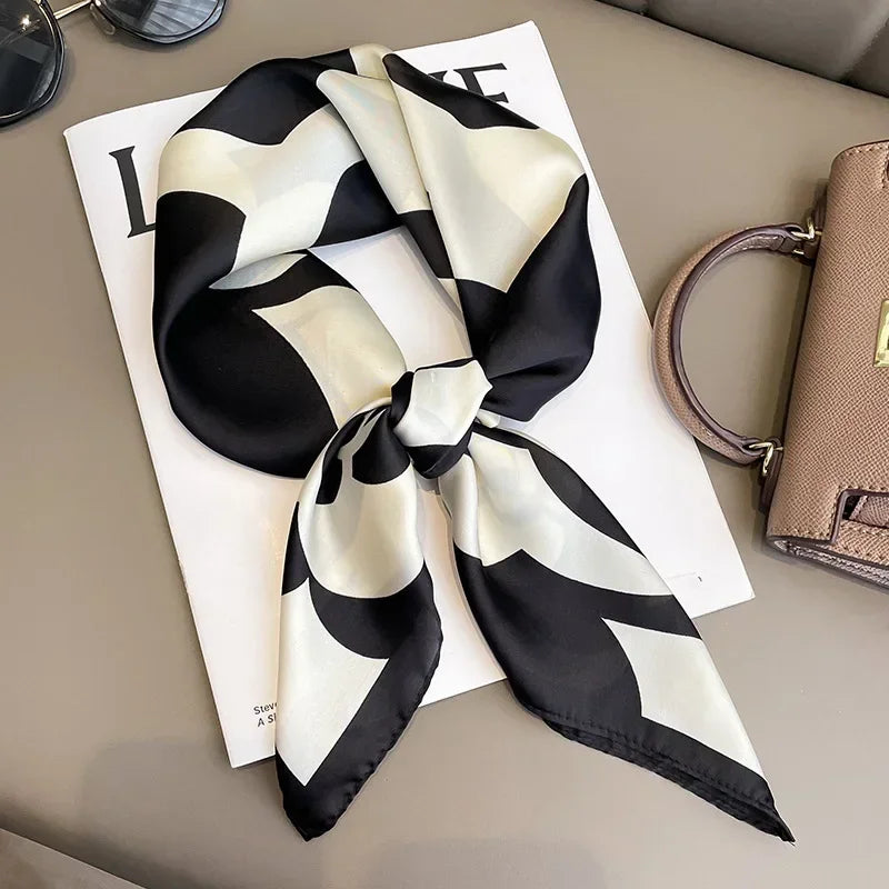 Luxury Floral Print Silk Square Scarf Women Luxury Soft Satin Hairband Hands Bag Ribbon Foulard Hijab Neckerchief Headbands Gift