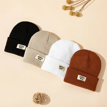 1PC Solid color knit hat Newborn baby hat Plush ball Cute winter hat boys girls skullcap