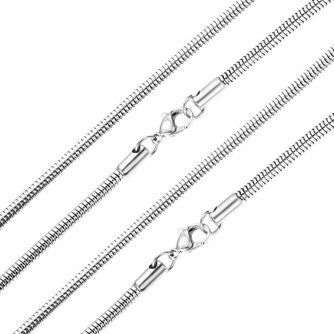 LUXUSTEEL Suitable for Men and Women 1mm 45cm/50cm/55cm/60cm Round Snake with Chain Necklace Stainless Steel Jewelry