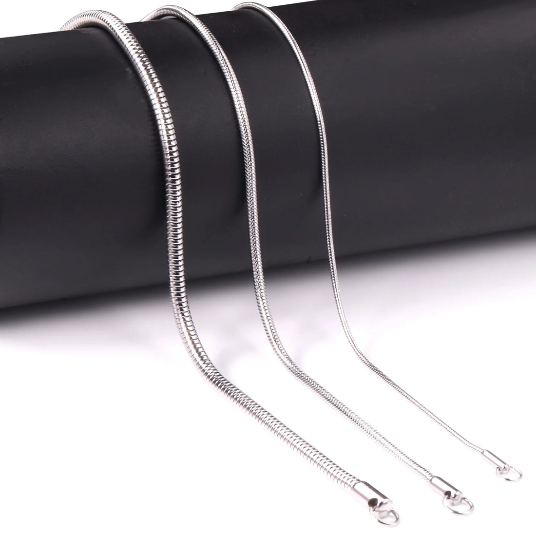 LUXUSTEEL 2mm * 45cm/50cm/55cm/60cm Single Selling Women's Accessories Stainless Steel Round Snake with Chain Steel Color