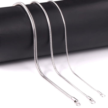 LUXUSTEEL Suitable for Men and Women 1mm 45cm/50cm/55cm/60cm Round Snake with Chain Necklace Stainless Steel Jewelry