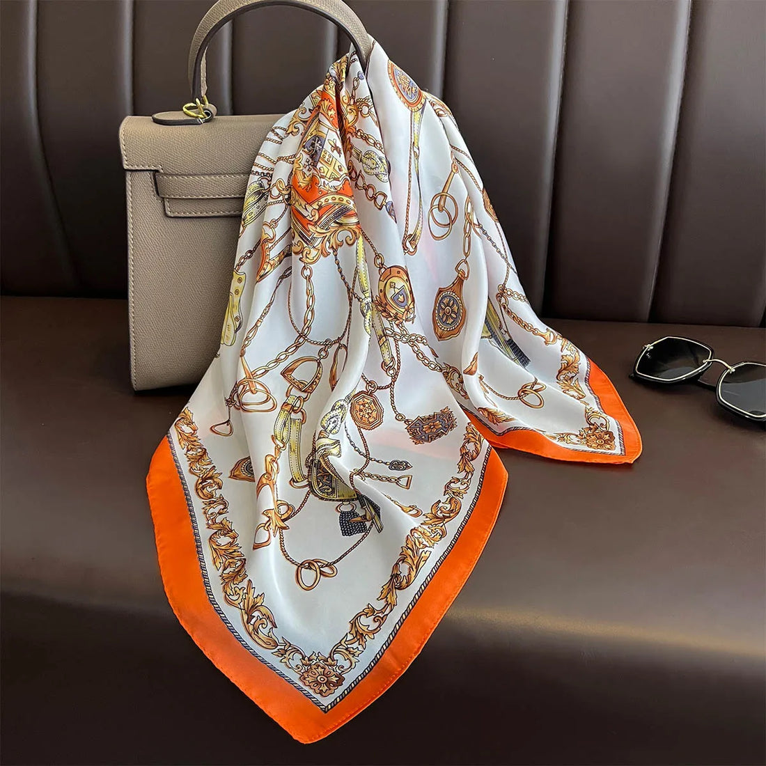 Luxury Print Square Silk Scarfs for Women Decorate Neck Ties Fashion 70*70cm Kerchief Lady Summer Beach Hijab Female Neckerchief