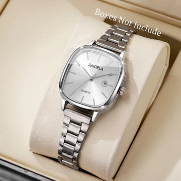 Fashion Alloy Strap Women Wristwatch Casual Square Dial Quartz Watches With Calendar For Ladies Clock(Without Box)