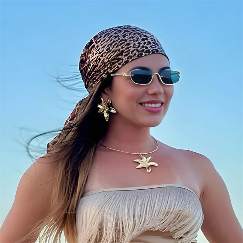 2025 New Leopard Print Hijab Scarf Women 90cn Square Fashion Headband Silk Smooth Scarves Bandana Neckerhicef Shawl Wraps