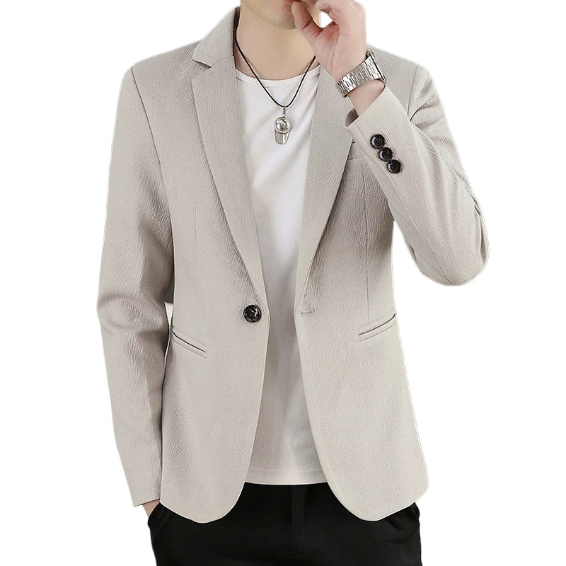 New autumn and winter suits for men, fashionable suits for young people, slim-fit small suits, formal single-piece jackets, and