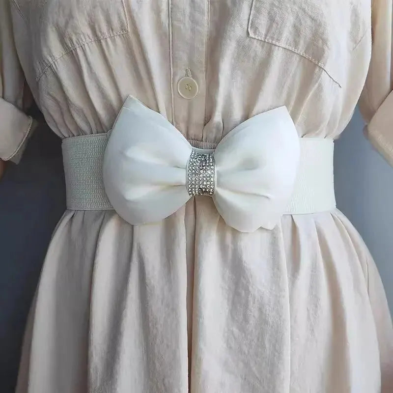 Women's Belt Fashion Bow Waist Seal Elastic Wide Belt Trendy Versatile Waist Decoration Waist Seal With Dress Women's Waistband