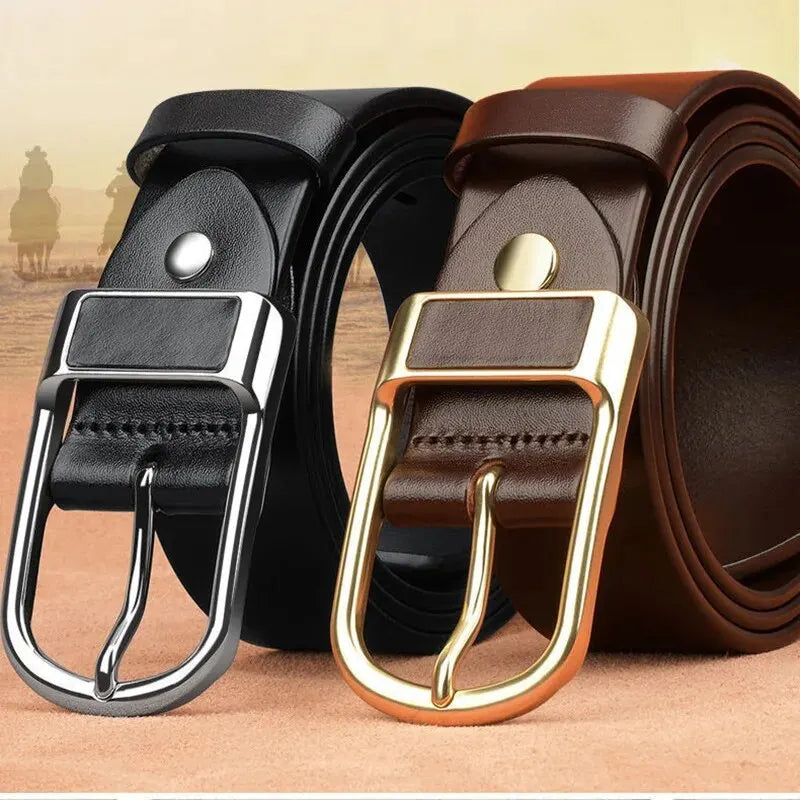 Genuine Leather For Men's High Quality Buckle Jeans Cowskin Casual Belts Business Cowboy Waistband Male Fashion Designer 2024New