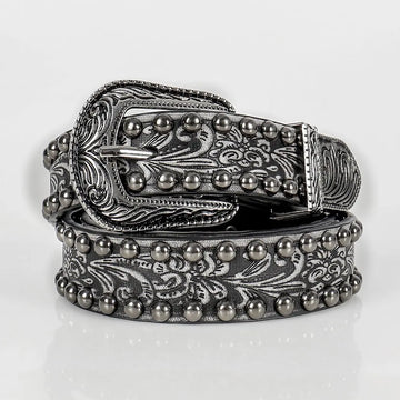 1pc Women's Retro Carved Alloy Needle Buckle Belt Men's Round Rivet Belt Punk Rock Jeans Belt PU Leather Belt For Men Women Belt