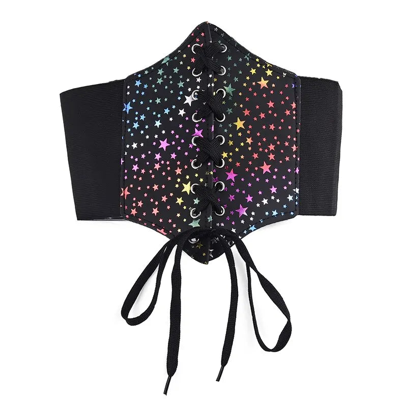 Women's Belt Trend Printing Butterfly Wide Waist Seal High Elastic Waist Seal Strap Can Knotted Tied Waist Belt Pair With Dress