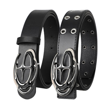 Men's Belt Punk Alien Buckle Belt Vintage Gothic Y2K Belt Men or Women Street Punk PU Leather Designer Waistband Pair with Jeans