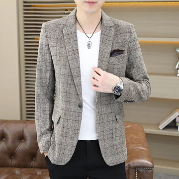 Men's Slim Fit Business Suit Trendy Casual Fashion Coat High Quality Korean Style 2024 New Collection Handsome Trend
