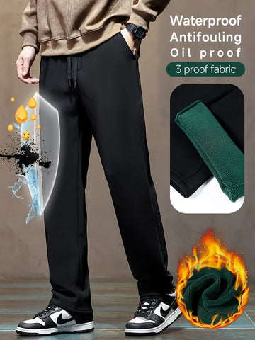 High Quality Winter Fleece Warm Pants Men Drawstring Elastic Waist Outdoors Jogging Flocking Casual Trousers Male Plus Size 5XL