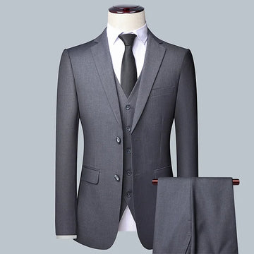 Men's Solid Color Business Suit 2025 High Quality Fashion Banquet Wedding Trend Groom Best Man Single 3/2