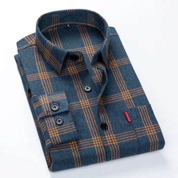High-quality, fashionable, stylish, versatile, trendy, casual and business men's long-sleeved checked shirt for autumn
