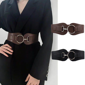 1Pcs Luxury Ladies Wide Belt Elastic Vintage Buckle PU Leather Belt Wide Fashion Wild Pin Buckle Women's Belt Waist Seal Belts