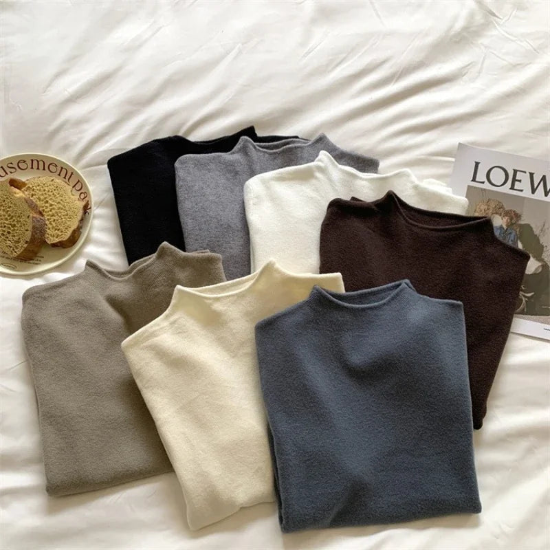 Zjaiss Female Turtleneck Versatile Sweater Women's Autumn Winter 2025 New Solid Color Pullovers Ladies Long Sleeve Knit Tops