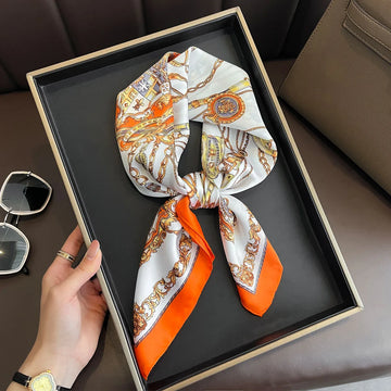 Luxury Print Square Silk Scarfs for Women Decorate Neck Ties Fashion 70*70cm Kerchief Lady Summer Beach Hijab Female Neckerchief