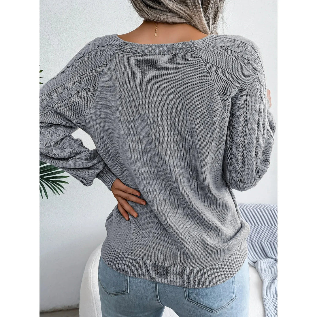 Women Casual Square Collar Buttons Long Sleeve Knitted Pullover Sweaters for Autumn Winter 2025