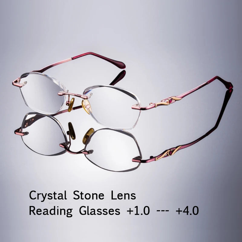 Crystal Glass Reading Glasses Woman Presbyopic Diopter Lens Readers Eyewear Mineral Lens Anti Scratch +1.0 +2.0 +2.5 +3.0 +4.0