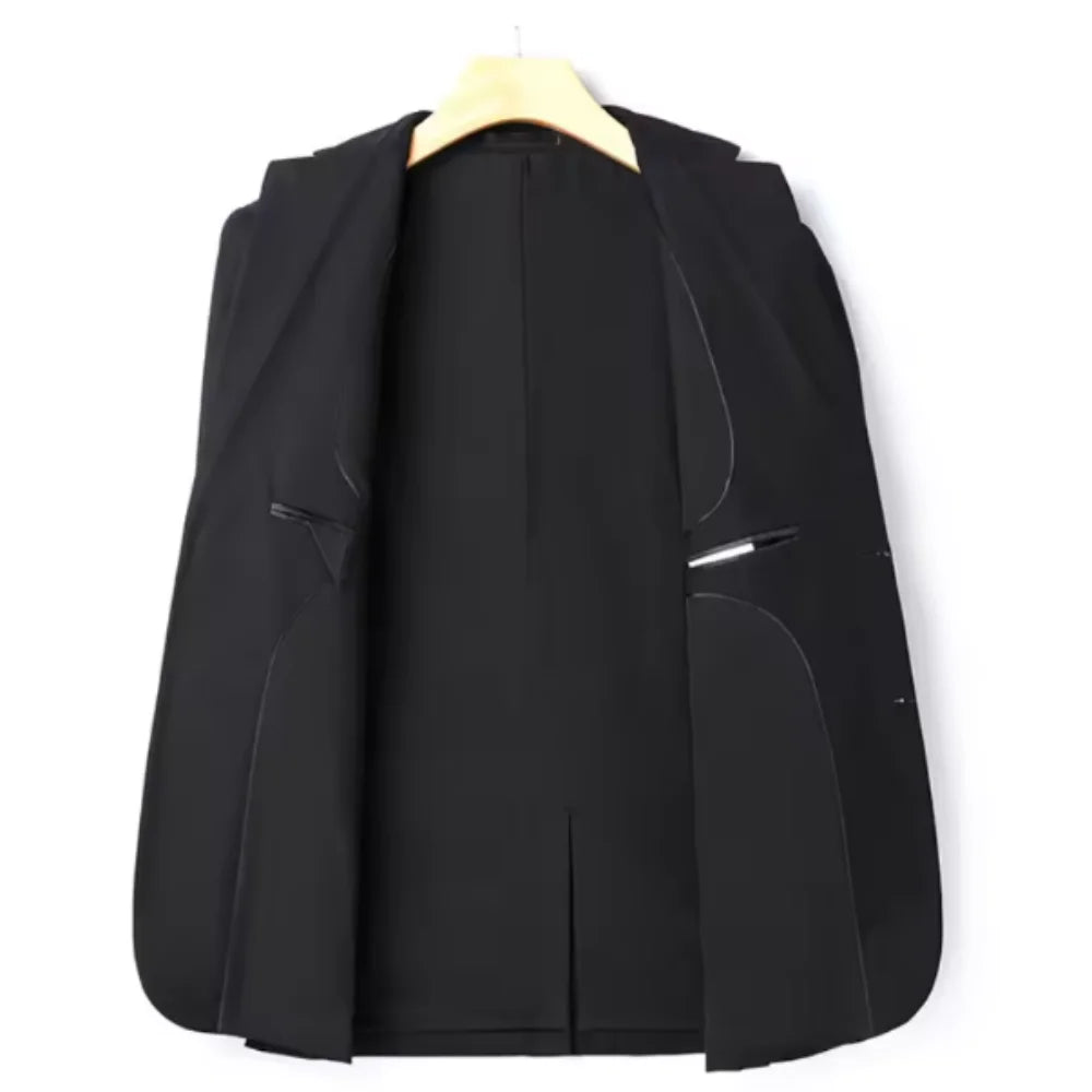 New (Blazer+pants) Men's Fashion Business Gentleman Italian Style Slim Solid Color Professional Suit Wedding Groom Best Man Suit