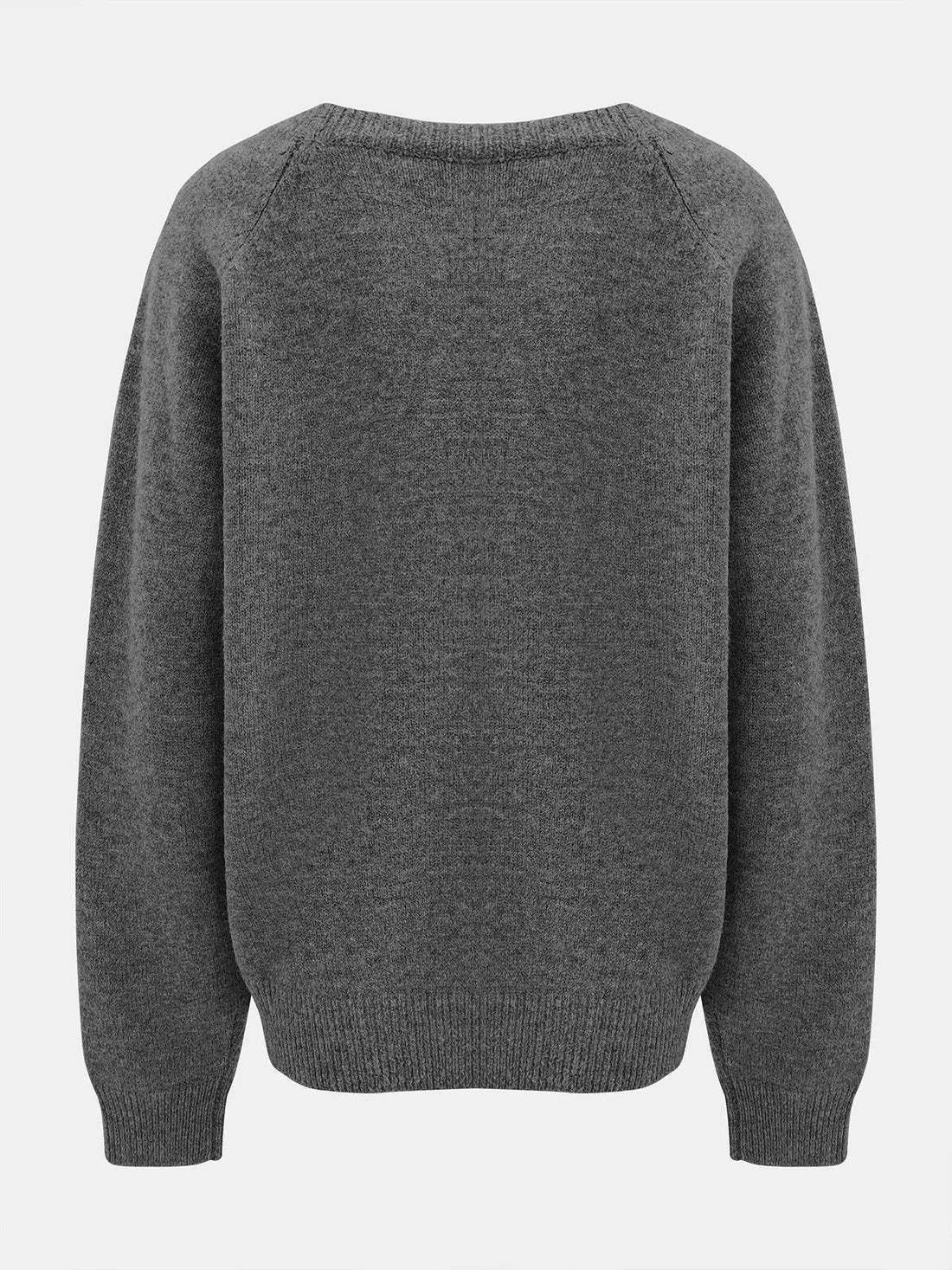 women's round neck solid color ribbed long sleeved simple, loose, lazy and fashionable woolen pullover top