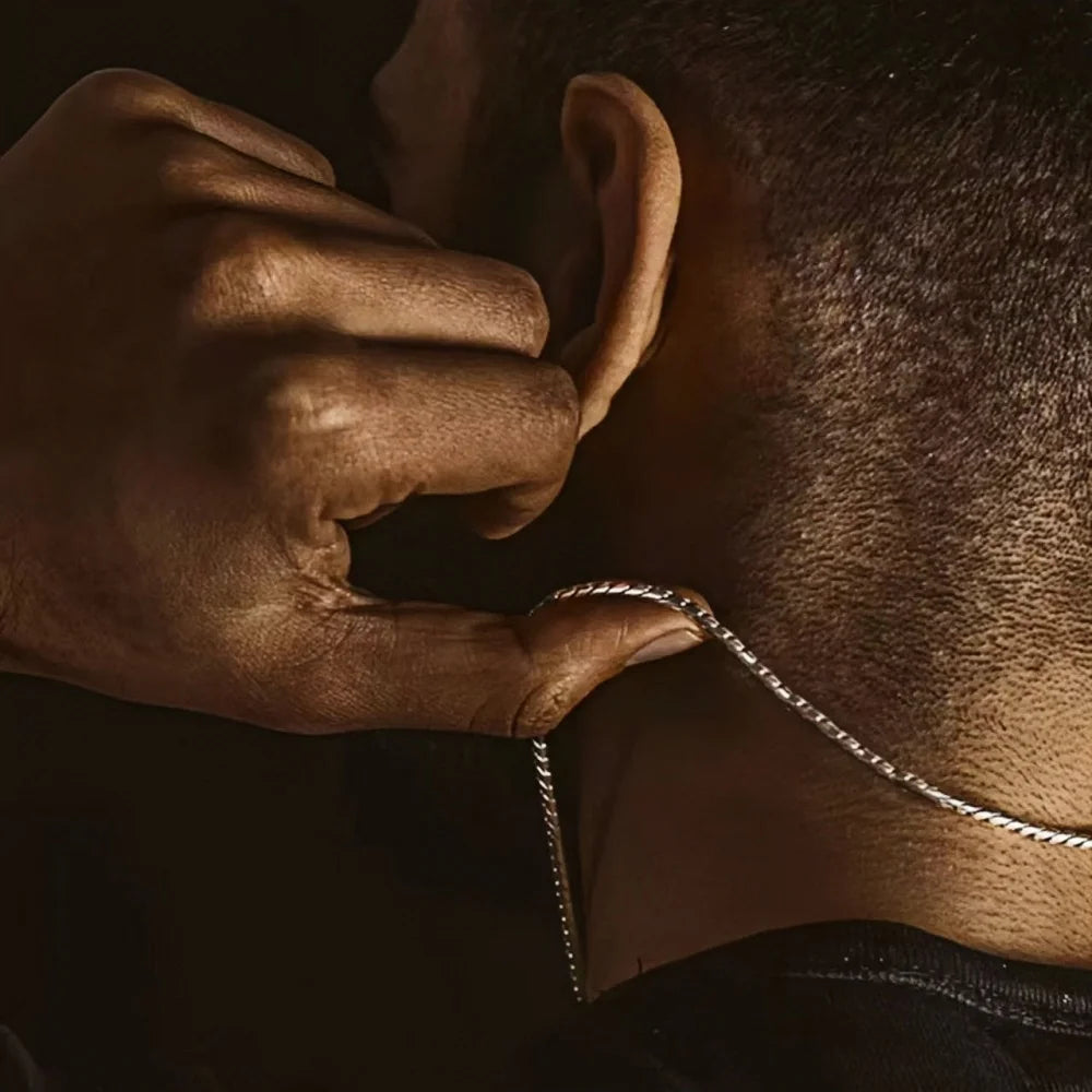 3mm Retro Men Stainless Steel Twisted Cuba Chain Necklace Simple Titanium Steel Necklace Hip Hop Jewelry Trendy Accessories