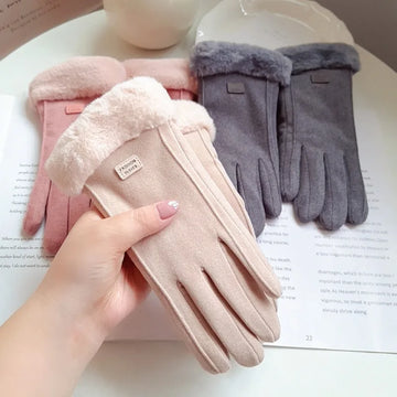 1 pair of comfortable multi-color tactile gloves - winter cold-proof, plush winter gloves, outdoor casual gloves