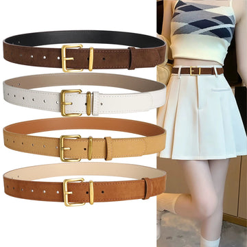 Fashion Luxury Women's High-quality Alloy Pin Buckle Belt Suede Matte Fashionable Versatile Strap For Dresses Jeans Accessory