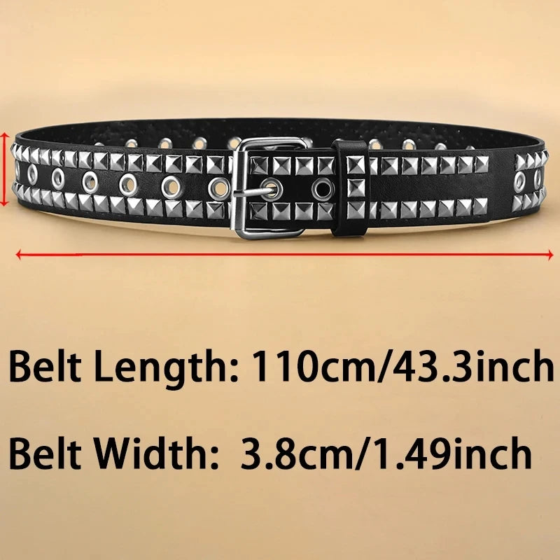 2024New Square Bead Rivet Belt Metal Pyramid Belt Men and Women Punk Hardware Jeans Belt Y2K Belt Designer Belt Women's Belts