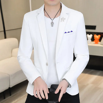The new autumn men's mini suit is fashionable, trendy, slimming, cool and high-end Korean-style top and suit jacket
