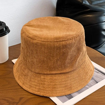 Corduroy Bucket Hat Outdoor Warm Soft Fisherman Cap Plush Casual Panama Hat Men Women