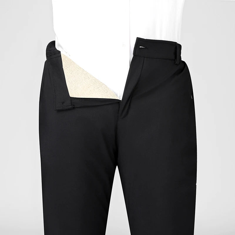 Men's cotton pants with fleece and thickened fabric, casual pants, cotton pants for middle-aged and elderly people, men's winter