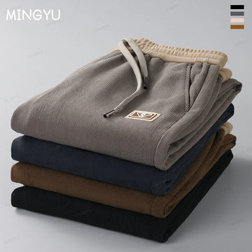High Quality Autumn Winter Corduroy Pants Men Elastic Waist Drawstring Thick Outdoors Classic Sports Casual Trousers Male Gift