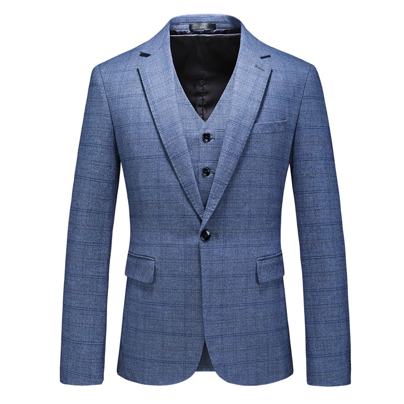 Men's Business Casual Three-Piece Set 2024 Fashion Bridegroom Dress Suit Vest Trousers High Quality