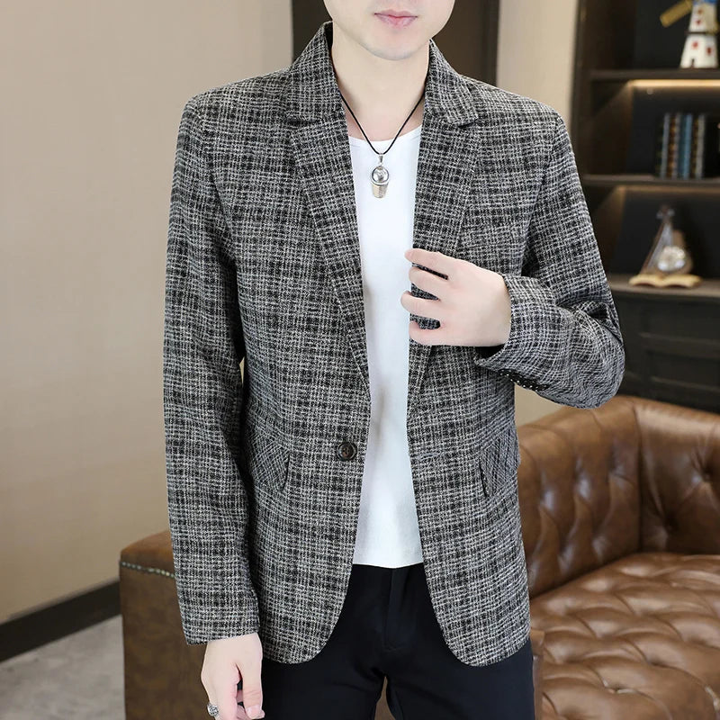 The new autumn Korean-style stylish, cool, versatile and high-quality men's top, casual single suit and trendy jacket