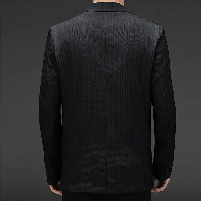 The new spring and autumn business casual fashion versatile high-end light luxury no-iron thin suit for middle-aged men