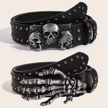Designer Belts For Women High Quality Luxury Brand Punk Goth Rivet Black Jeans Unisex Men's Belt Paw Skull Buckle Waistband Man