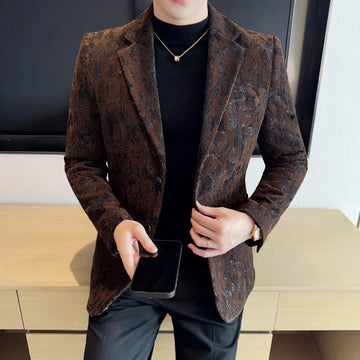 High-quality jacquard fashionable, stylish and versatile business casual suit jacket for men, Korean-style slim-fit suit