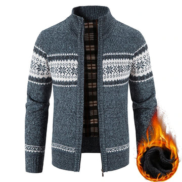 Winter Men's Fleece Cardigan Christmas Knit Sweater Coat Business Casual Jacket High Quality Male Wool Cashmere Clothing