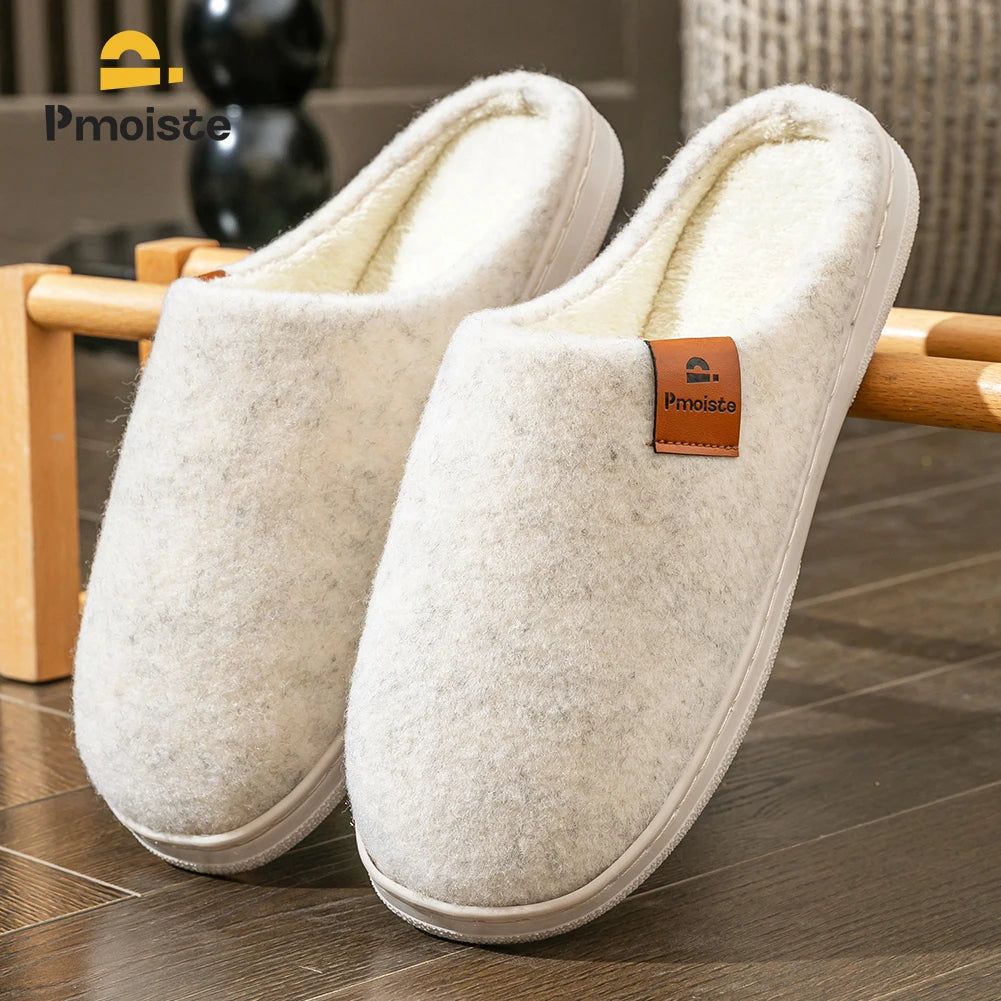 Felt Platform Slippers Men TPR Memory Foam Warm Soft Cushion Non Slip Comfortable Durable Living Shoes Premiu